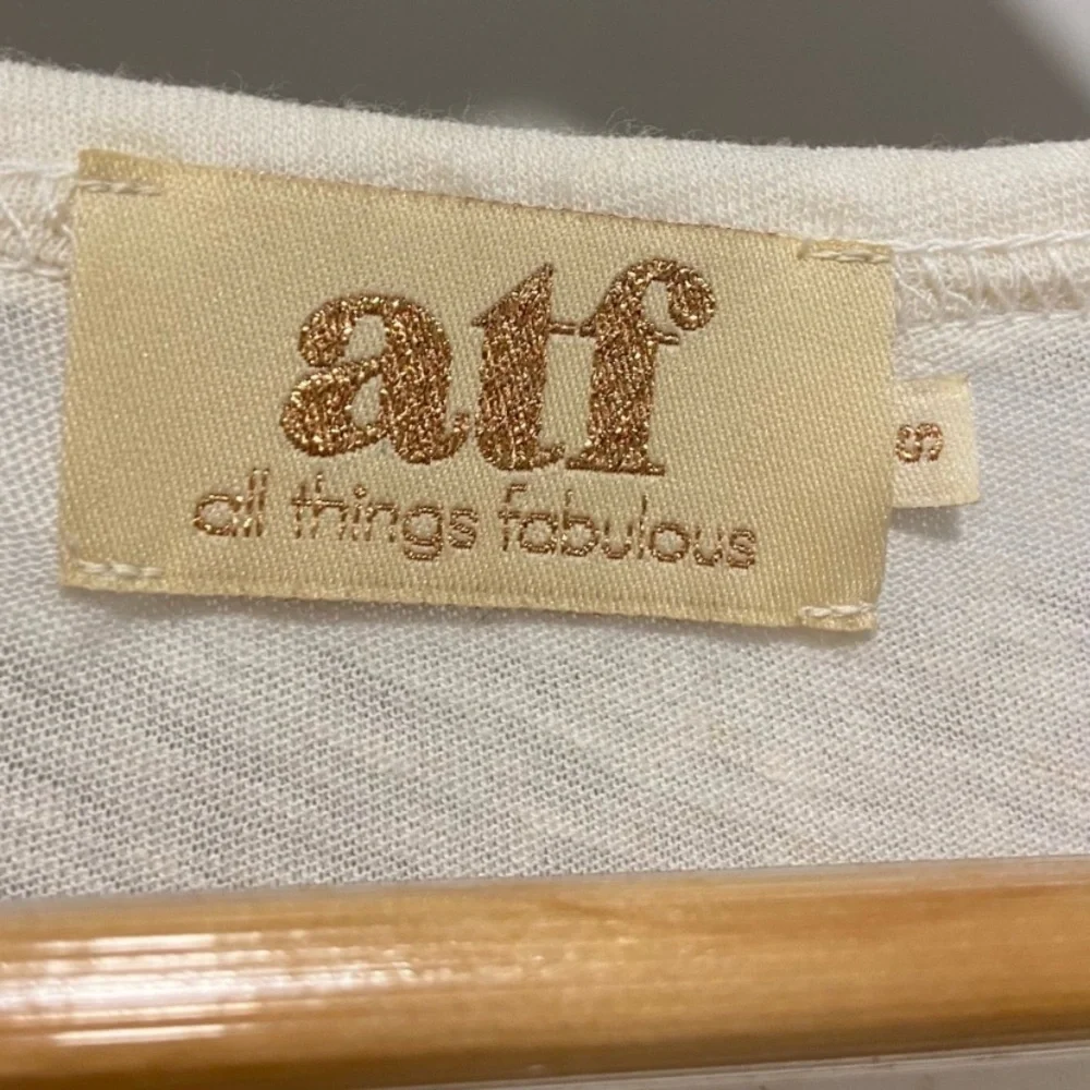 All Things Fabulous - Cotton/Linen Tee Shirt - Made Venice CA - Size S Ivory - Picture 12 of 15